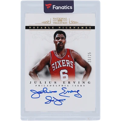 Julius Erving Philadelphia 76ers Autographed 2012-13 Panini National Treasures Notable Nicknames #18 #23/25 Card with "Dr. J" Inscription