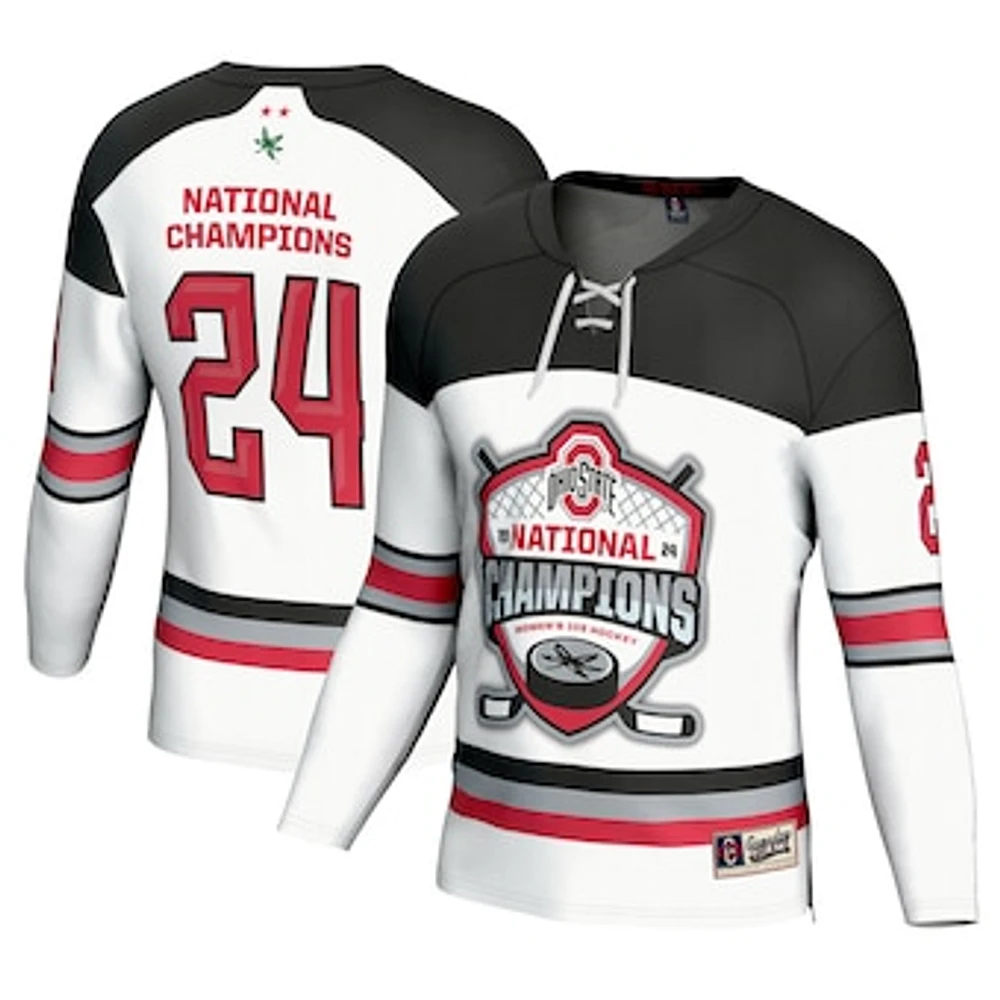 Unisex GameDay Greats White Ohio State Buckeyes 2024 NCAA Women's Ice Hockey National Champions Fashion Jersey