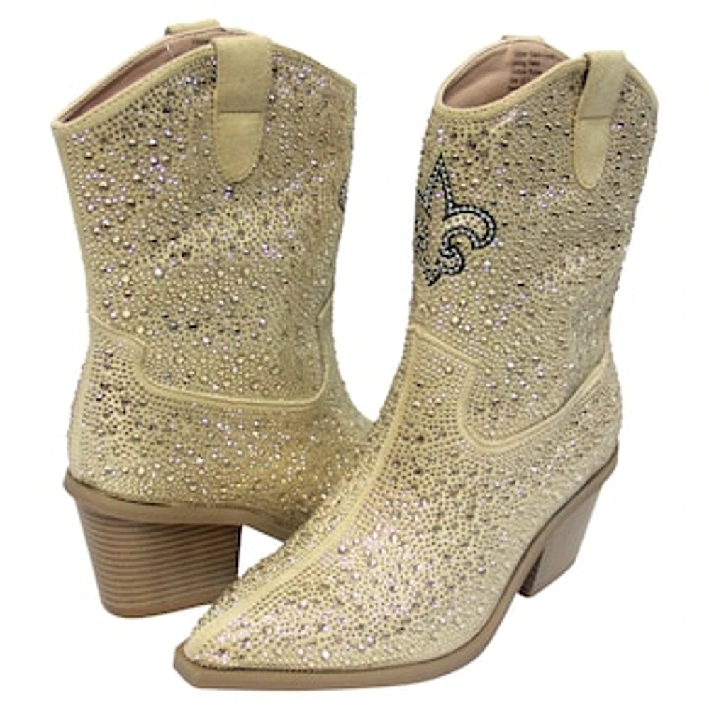 Women's Cuce Gold New Orleans Saints Crystal Ankle Boots