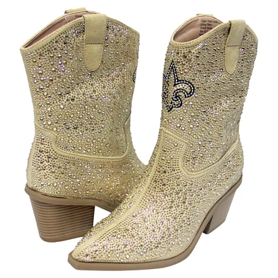 Women's Cuce Gold New Orleans Saints Crystal Ankle Boots