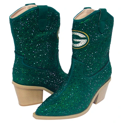 Women's Cuce Green Green Bay Packers Crystal Ankle Boots