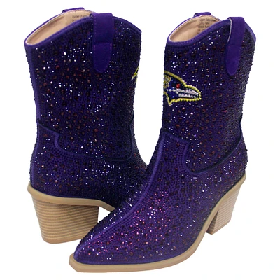 Women's Cuce Purple Baltimore Ravens Crystal Ankle Boots