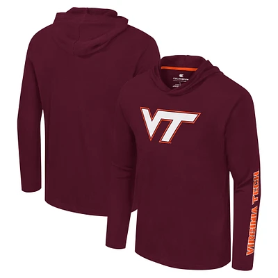 Men's Colosseum Maroon Virginia Tech Hokies Logo Lockup Active Blend Long Sleeve T-Shirt Hoodie