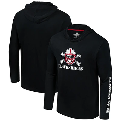 Men's Colosseum Scarlet Nebraska Huskers Logo Lockup Active Blend Long Sleeve T-Shirt Hoodie