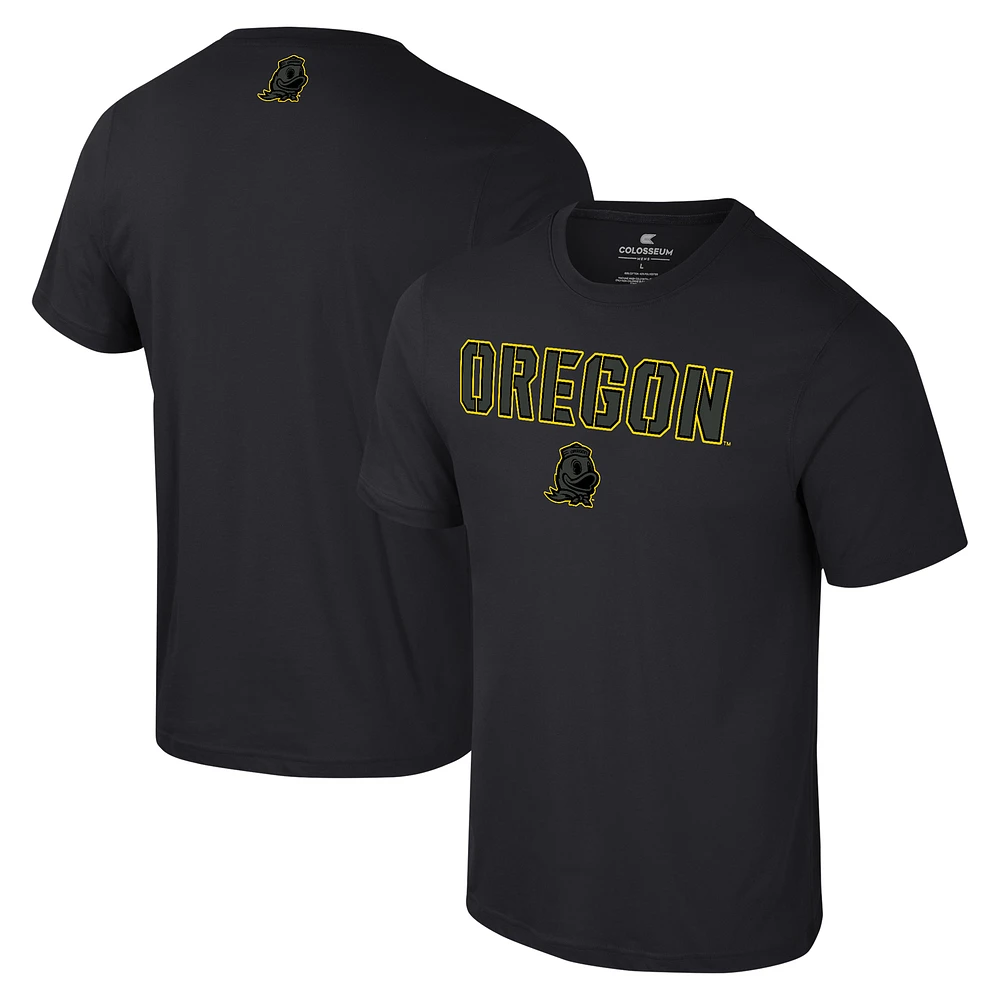 Men's Colosseum Black Oregon Ducks Color Pop Active Blend T-Shirt