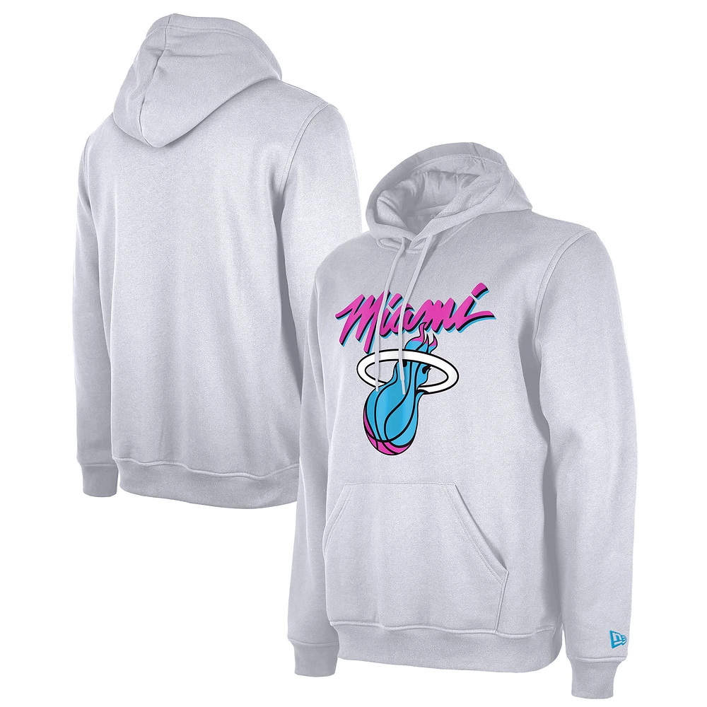 Men's New Era White Miami Heat 2024/25 City Edition Pullover Hoodie