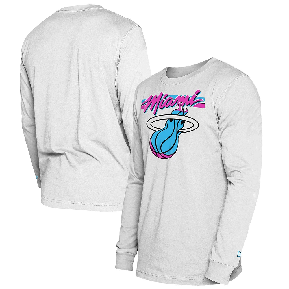 Men's New Era White Miami Heat 2024/25 City Edition Long Sleeve T-Shirt
