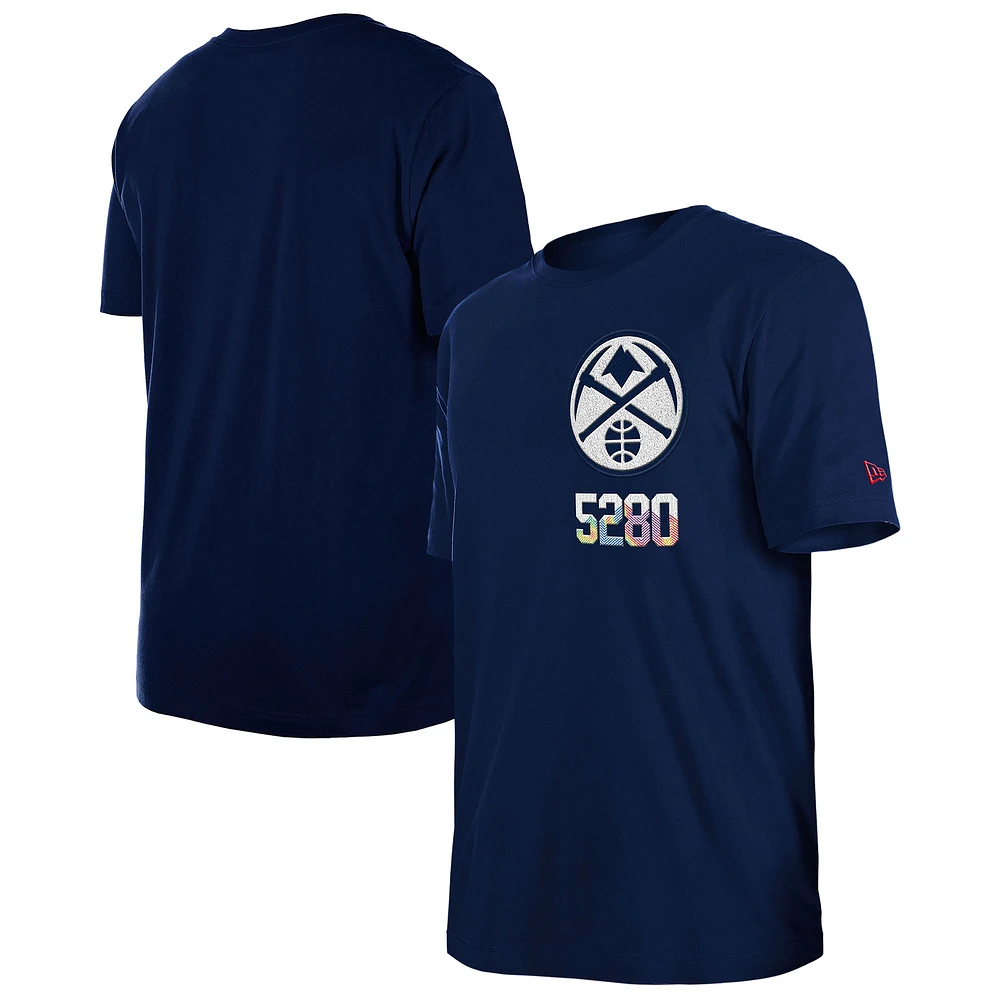 Men's New Era Navy Denver Nuggets 2024/25 City Edition Chenille Heavyweight T-Shirt