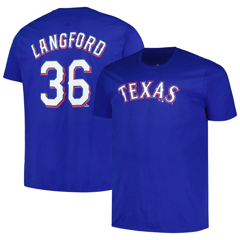 Men's Fanatics Wyatt Langford Royal Texas Rangers Big & Tall Name & Number T-Shirt