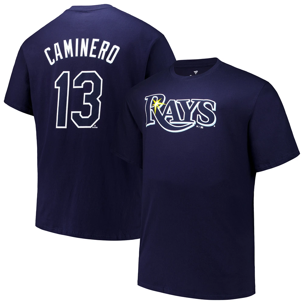 Men's Fanatics Junior Caminero Navy Tampa Bay Rays Big & Tall Name Number T-Shirt