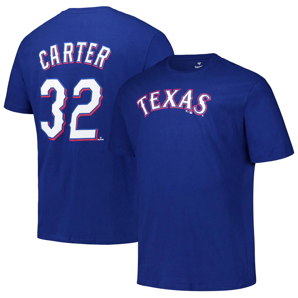 Men's Fanatics Evan Carter Royal Texas Rangers Big & Tall Name Number T-Shirt