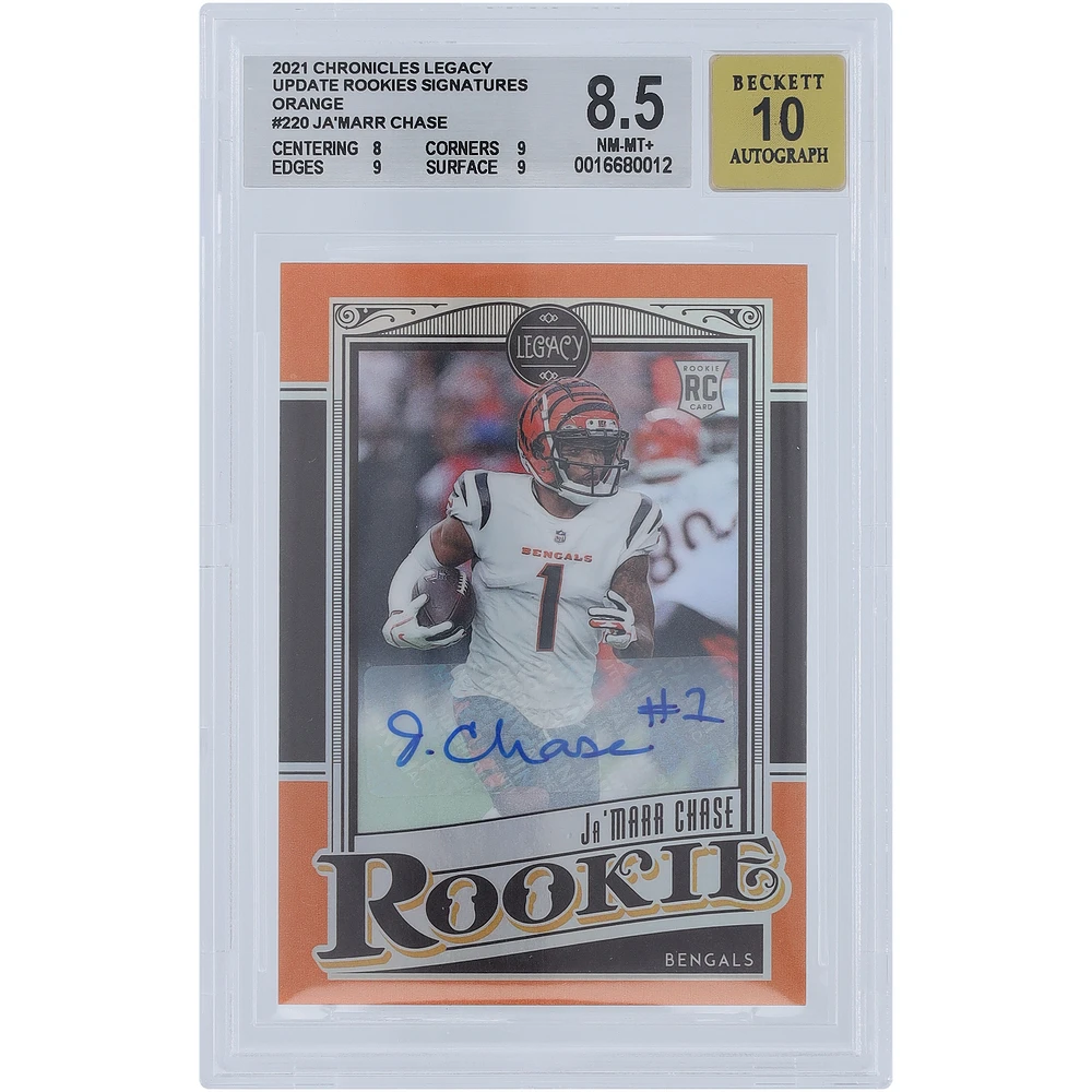 Ja'Marr Chase Cincinnati Bengals Autographed 2021 Panini Chronicles Legacy Orange #220 #12/35 BGS Authenticated 8.5 Rookie Card - 8,9,9,9 Subgrades
