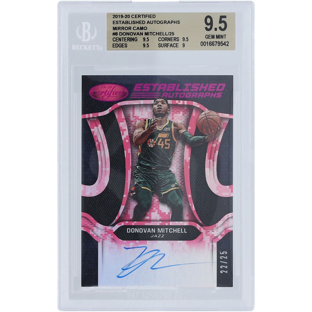 Donovan Mitchell Utah Jazz Autographed 2019-20 Panini Certified Mirror Camo #EA-DM #22/25 BGS Authenticated 9.5 Card - 9.5,9.5,9.5,9 Subgrades
