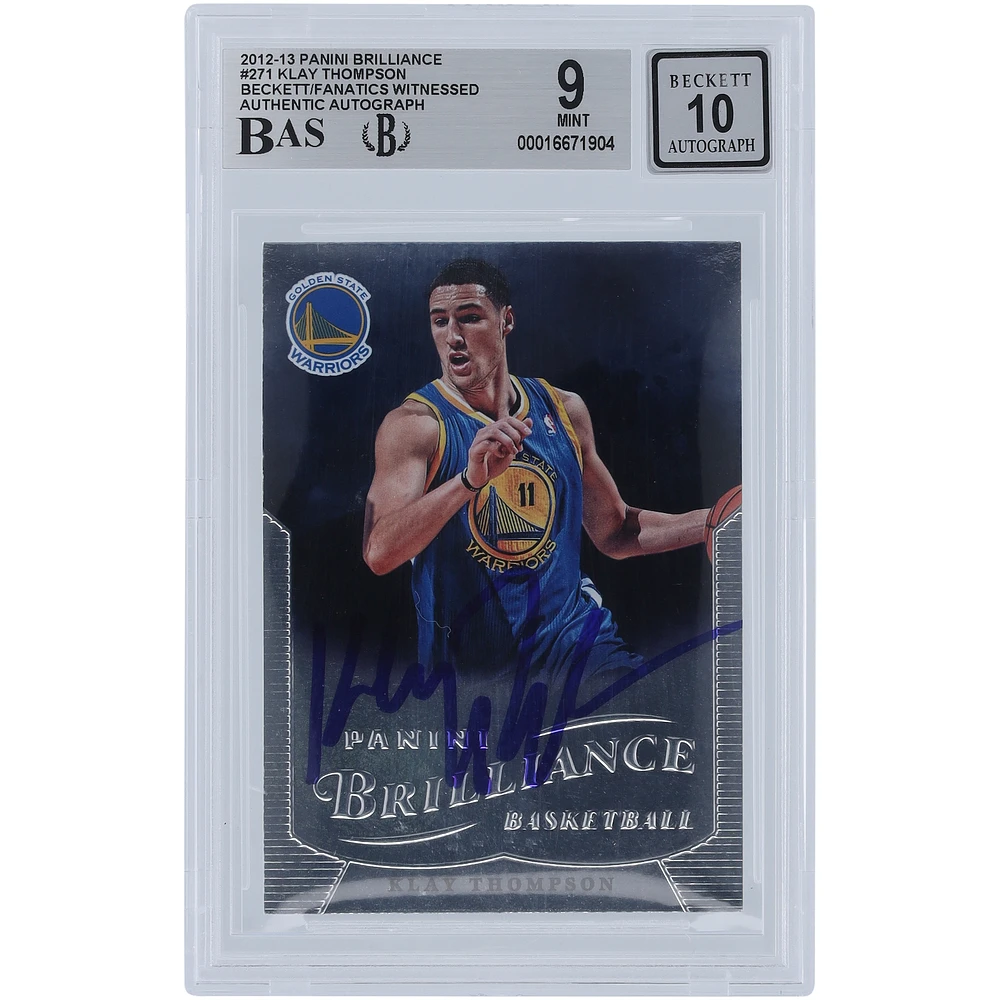 Klay Thompson Golden State Warriors Autographed 2012-13 Panini Brilliance #271 Beckett Fanatics Witnessed Authenticated 9/10 Rookie Card