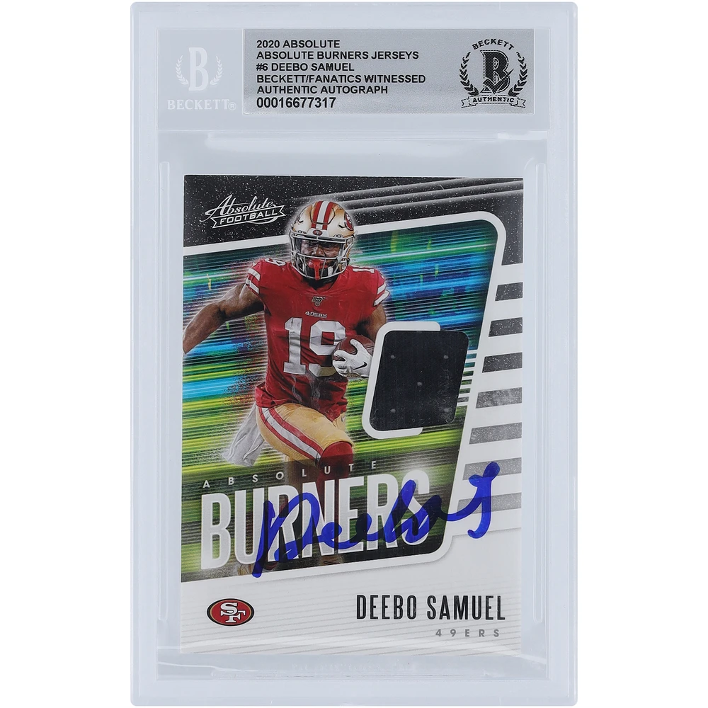 Deebo Samuel Sr San Francisco 49ers Autographed 2020 Panini Absolute Burner Jerseys Black Relic #6 Beckett Fanatics Witnessed Authenticated 10 Card