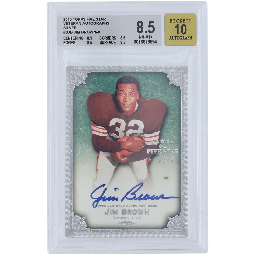 Jim Brown Cleveland Browns Autographed 2010 Topps Five Star Silver #FSS-JB #26/40 BGS Authenticated 8.5/10 Card - 8.5,8.5,8.5,8.5 Subgrades