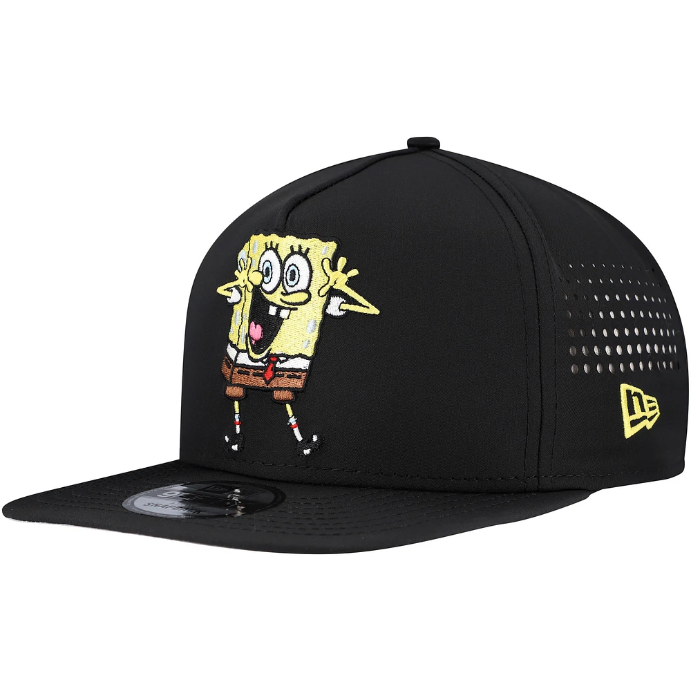 Men's New Era Black SpongeBob SquarePants Vented 9FIFTY Snapback Hat