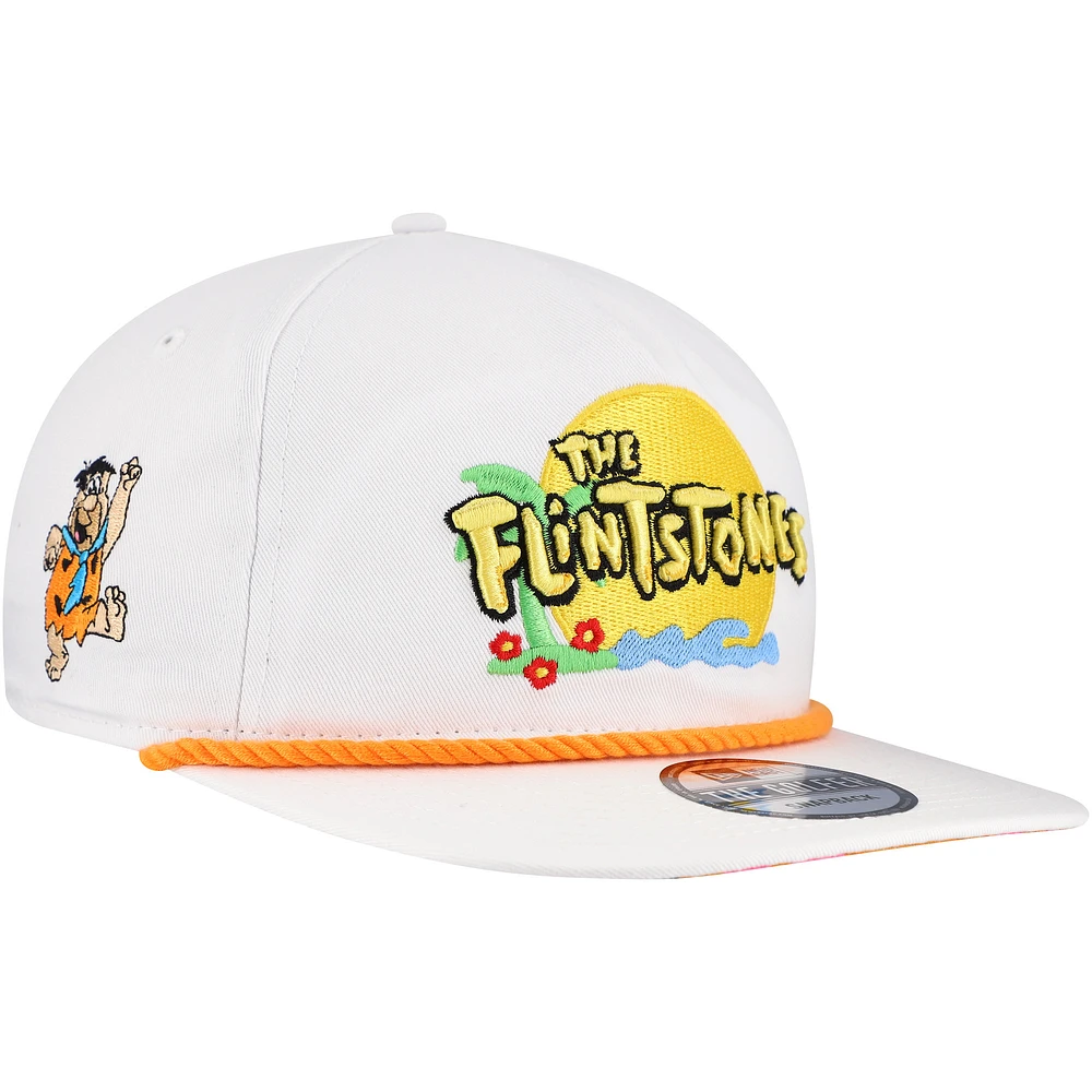 Men's New Era White The Flintstones Golfer Adjustable Hat