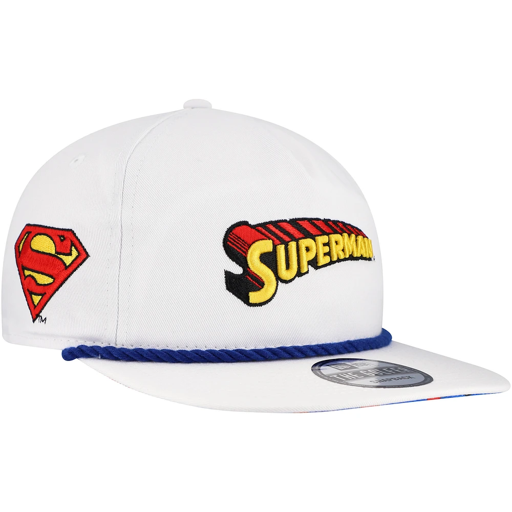 Men's New Era White Superman Golfer Adjustable Hat