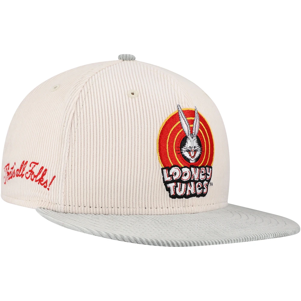 Men's New Era Cream Looney Tunes 9FIFTY Corduroy Snapback Hat