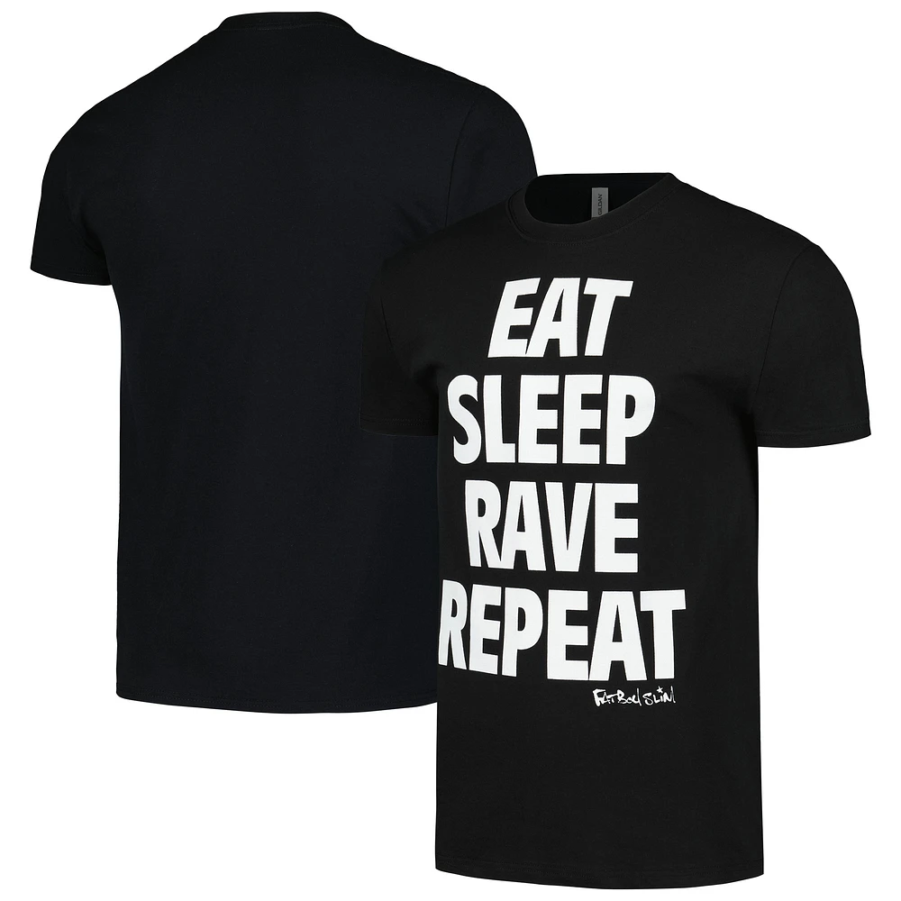 Men's Black Fatboy Slim Eat, Sleep, Rave Repeat Graphic T-Shirt
