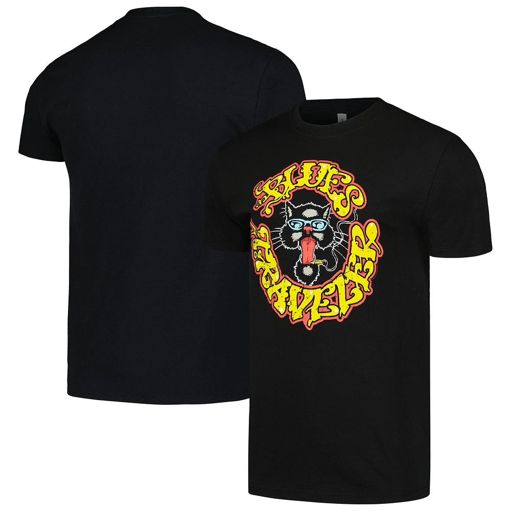 Men's Black Blues Traveler Cat Graphic T-Shirt
