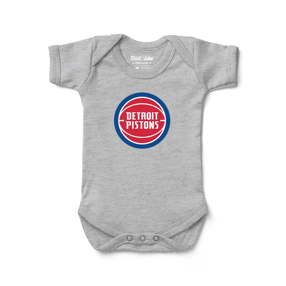 Newborn & Infant Chad Jake Heather Gray Detroit Pistons Primary Logo Bodysuit