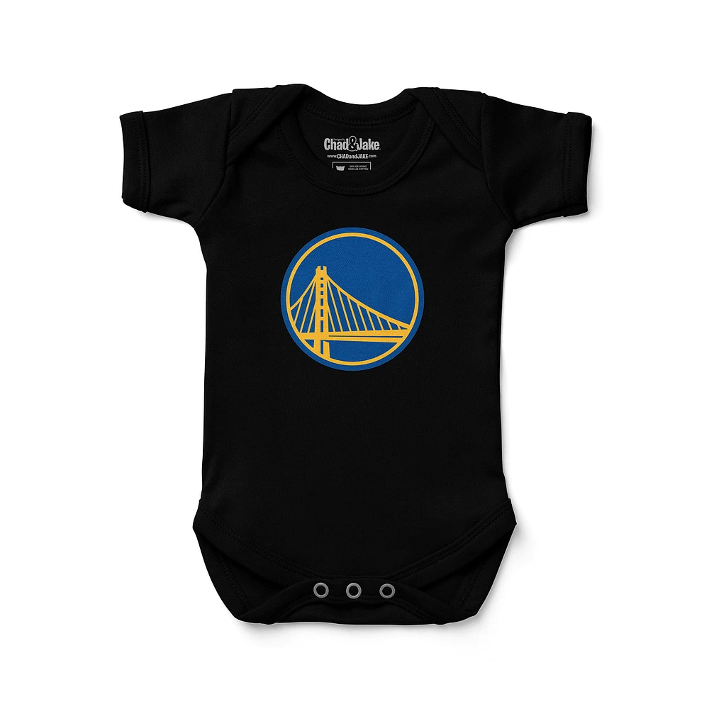 Newborn & Infant Chad Jake Black Golden State Warriors Primary Logo Bodysuit