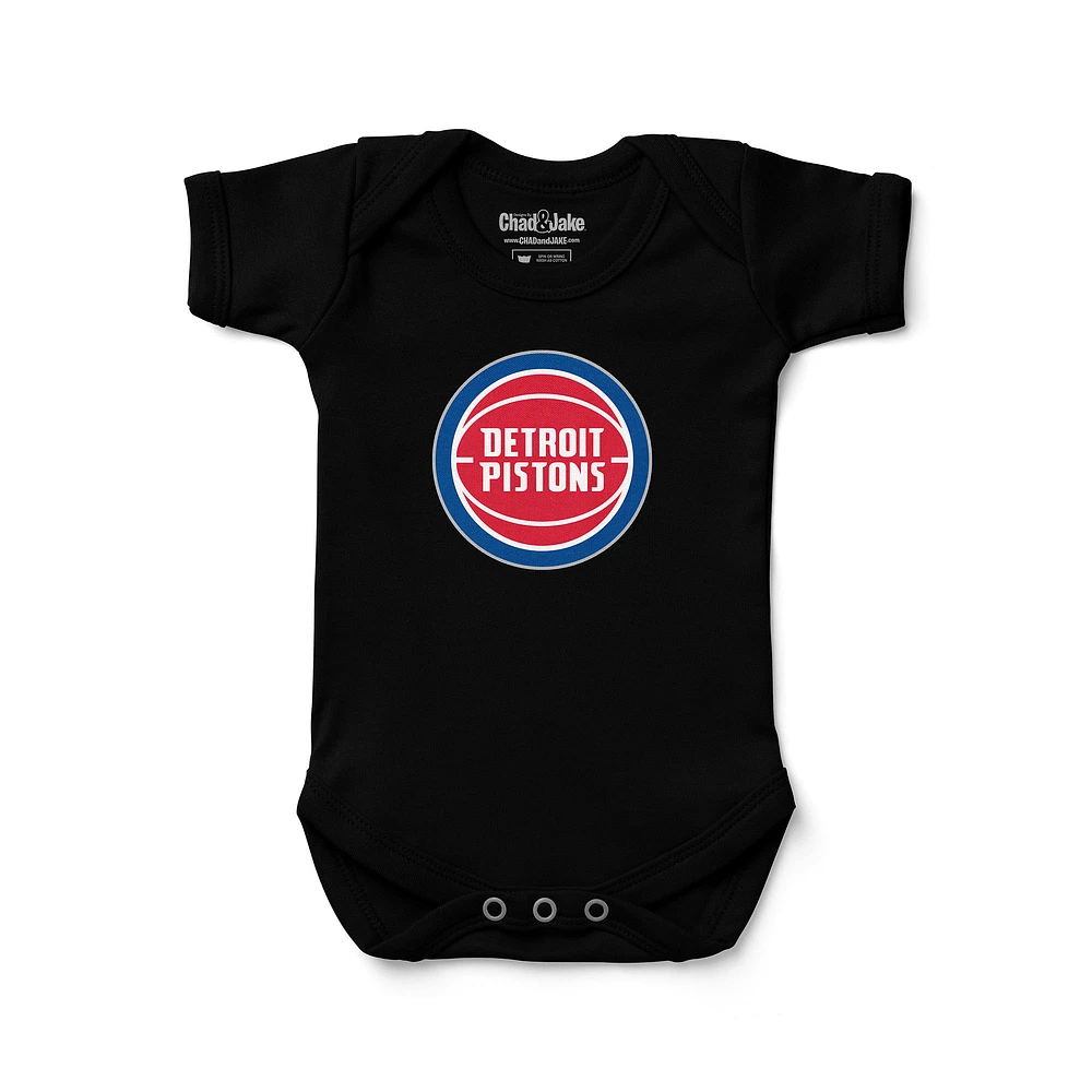 Newborn & Infant Chad Jake Black Detroit Pistons Primary Logo Bodysuit