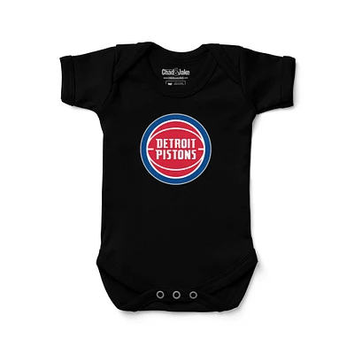 Newborn & Infant Chad Jake Black Detroit Pistons Primary Logo Bodysuit