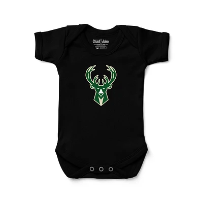 Newborn & Infant Chad Jake Black Milwaukee Bucks Primary Logo Bodysuit