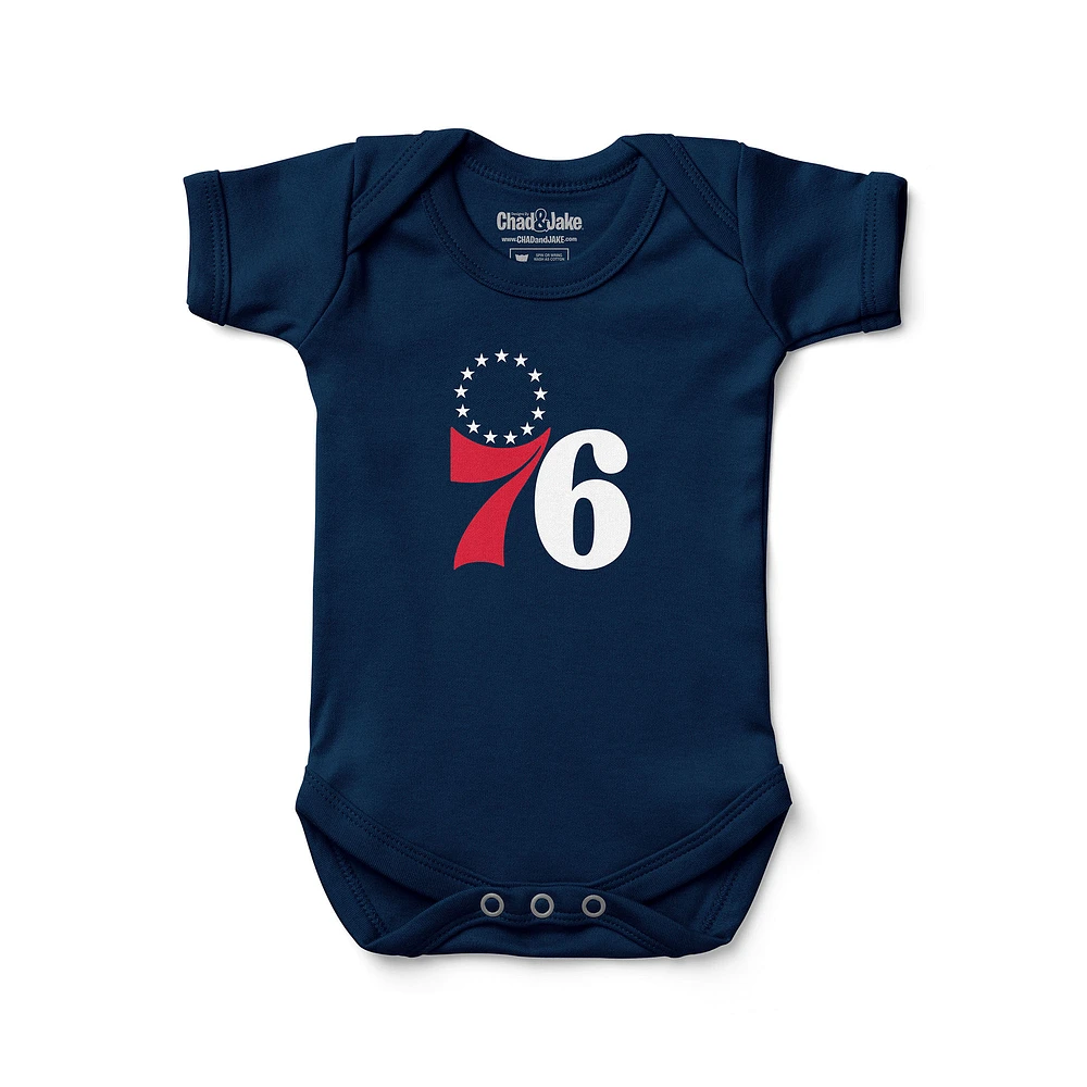 Newborn & Infant Chad Jake Navy Philadelphia 76ers Primary Logo Bodysuit