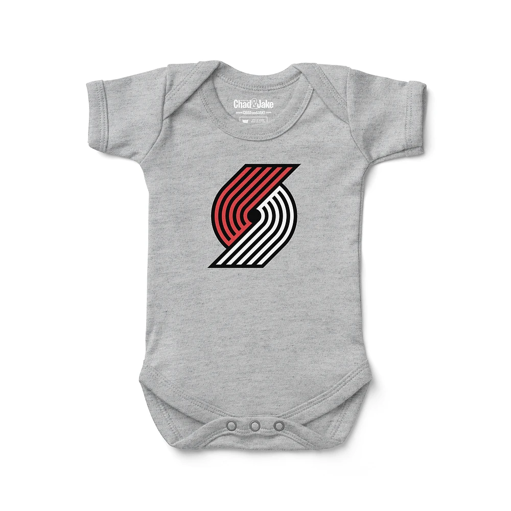 Newborn & Infant Chad Jake Heather Gray Portland Trail Blazers Primary Logo Bodysuit
