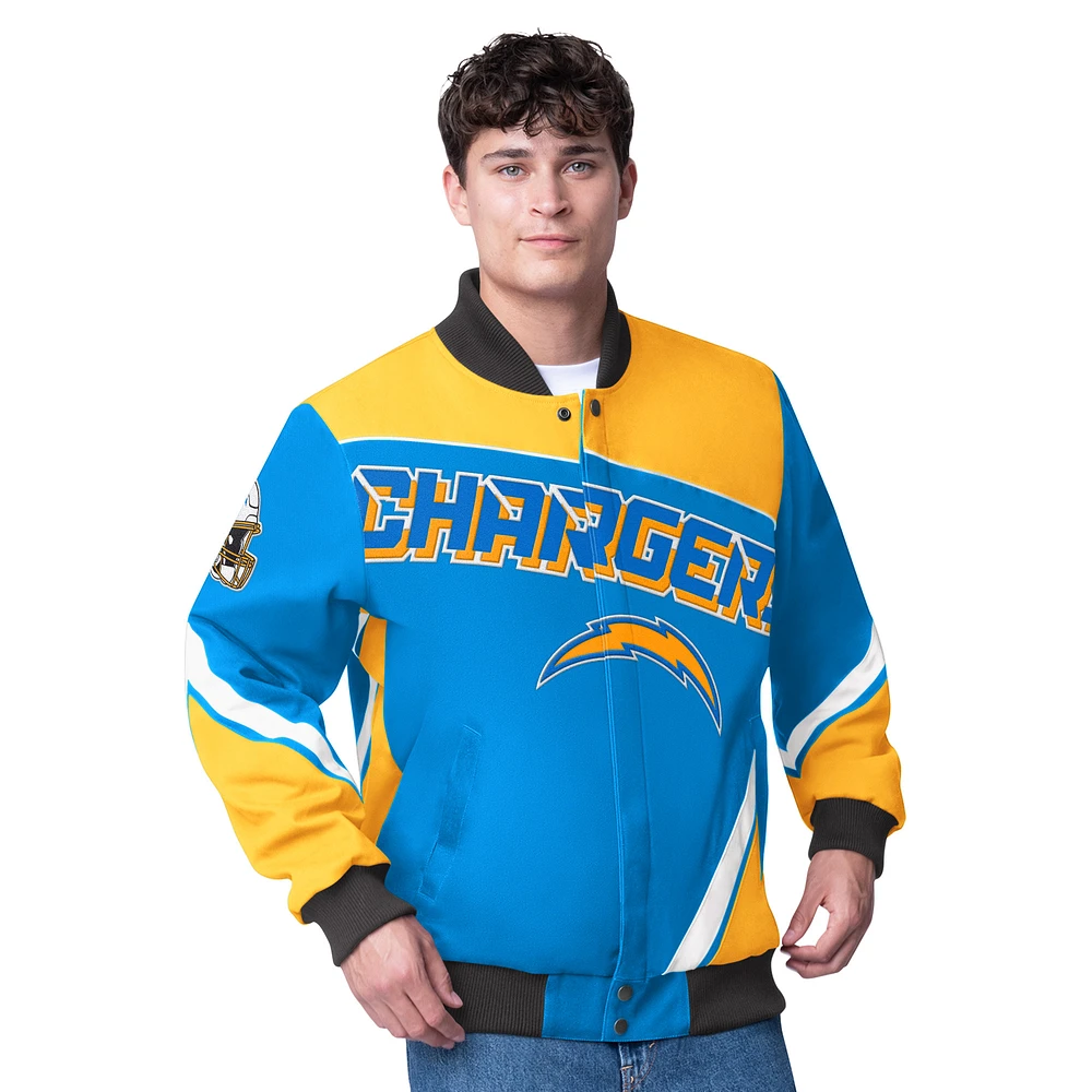Men's G-III Extreme Powder Blue Los Angeles Chargers Maximum Racing Full-Snap Jacket