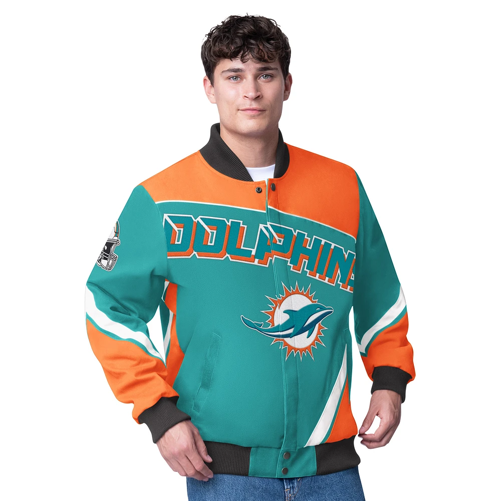 Men's G-III Extreme Aqua Miami Dolphins Maximum Racing Full-Snap Jacket