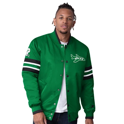 Men's Starter Green New York Jets Vintage Logo Scout I Full-Snap Varsity Jacket