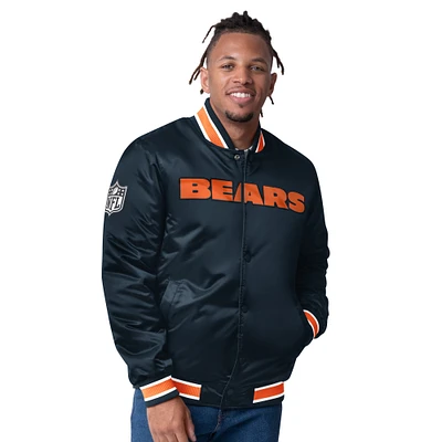 Men's Starter Navy/Orange Chicago Bears Closer Reversible Satin Full-Snap Jacket