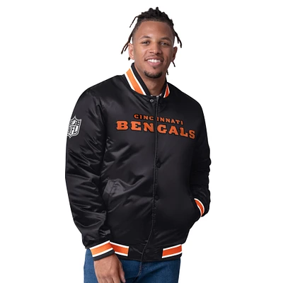 Men's Starter Black/Orange Cincinnati Bengals Closer Reversible Satin Full-Snap Jacket