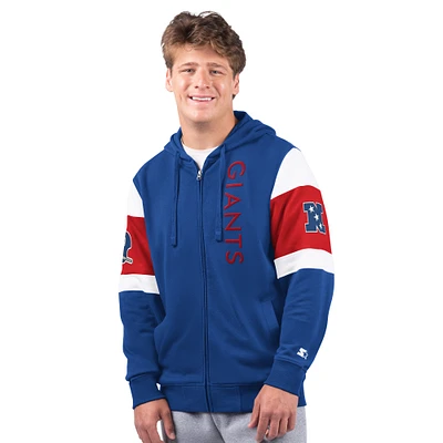 Men's Starter Royal New York Giants Extreme Vintage Logo Full-Zip Hoodie