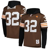 Men's Mitchell & Ness Jim Brown Cleveland Browns Player Name Number Hoodie Legacy Jersey
