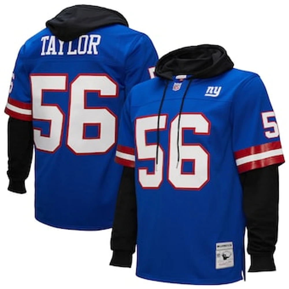 Men's Mitchell & Ness Lawrence Taylor Royal New York Giants Player Name Number Hoodie Legacy Jersey