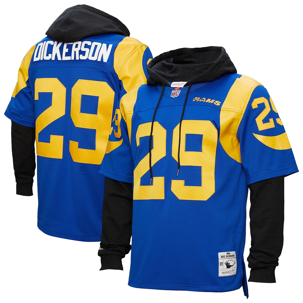 Men's Mitchell & Ness Eric Dickerson Royal Los Angeles Rams Player Name & Number Hoodie Legacy Jersey