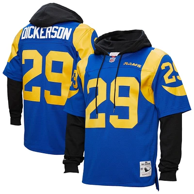 Men's Mitchell & Ness Eric Dickerson Royal Los Angeles Rams Player Name & Number Hoodie Legacy Jersey