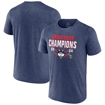 Men's Fanatics Heather Navy UConn Huskies 2024 NCAA Basketball National Champions T-Shirt