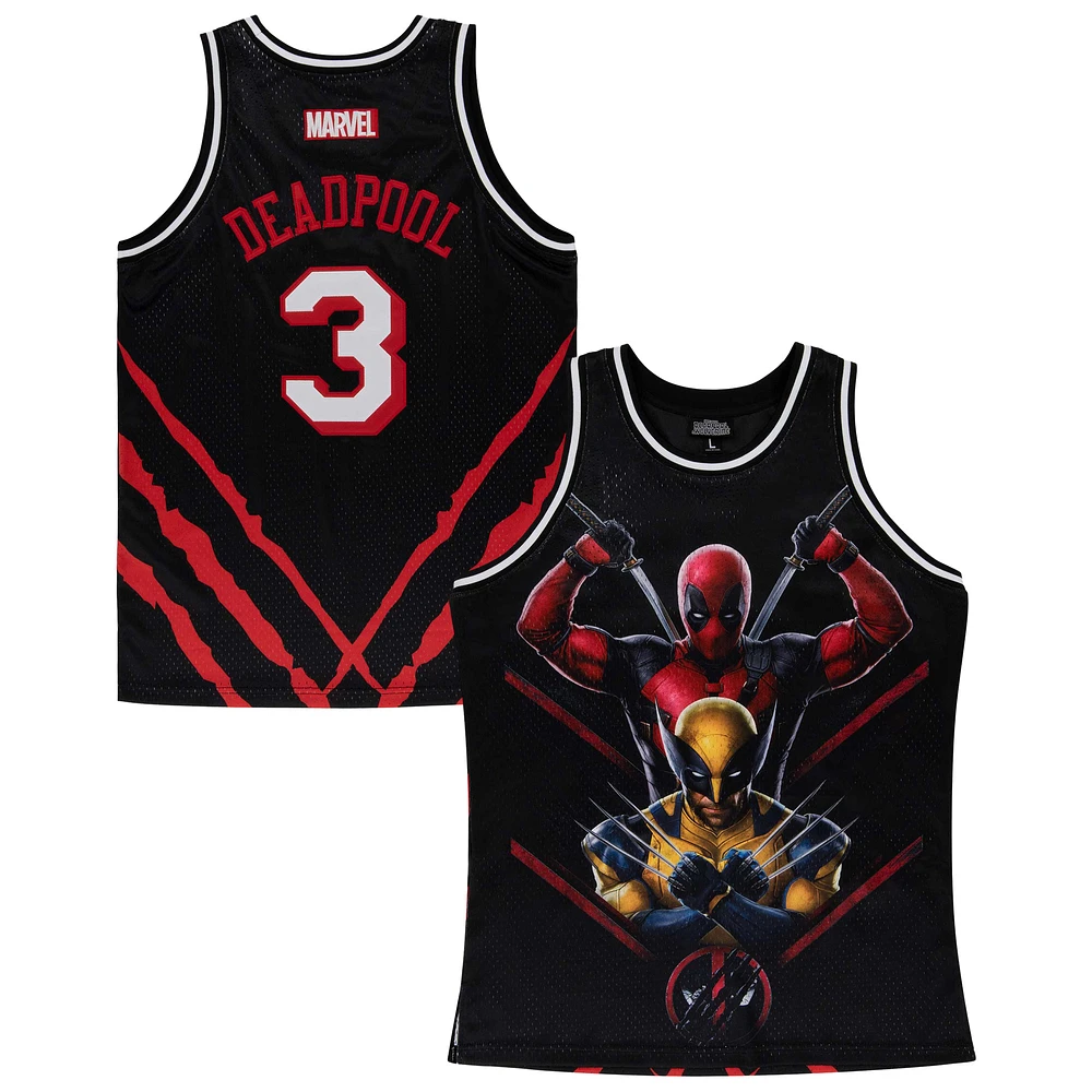 Men's Black Deadpool & Wolverine Big Print Basketball Jersey