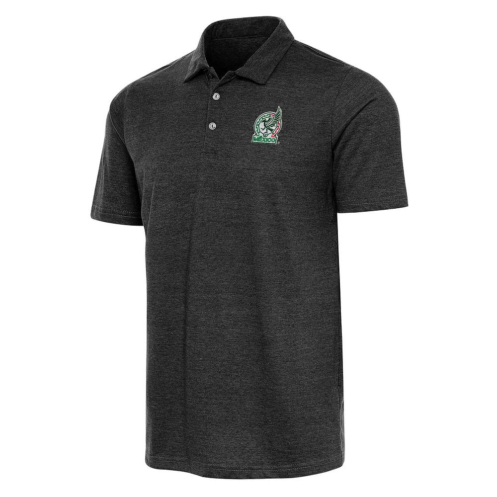 Men's Antigua Heather Black Mexico National Team Pique Polo