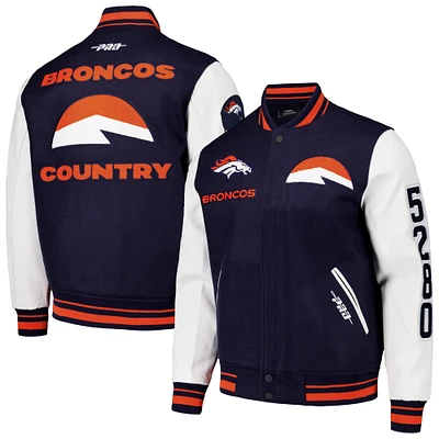 Men's Pro Standard Navy Denver Broncos Classic Wool Varsity Full-Snap Jacket