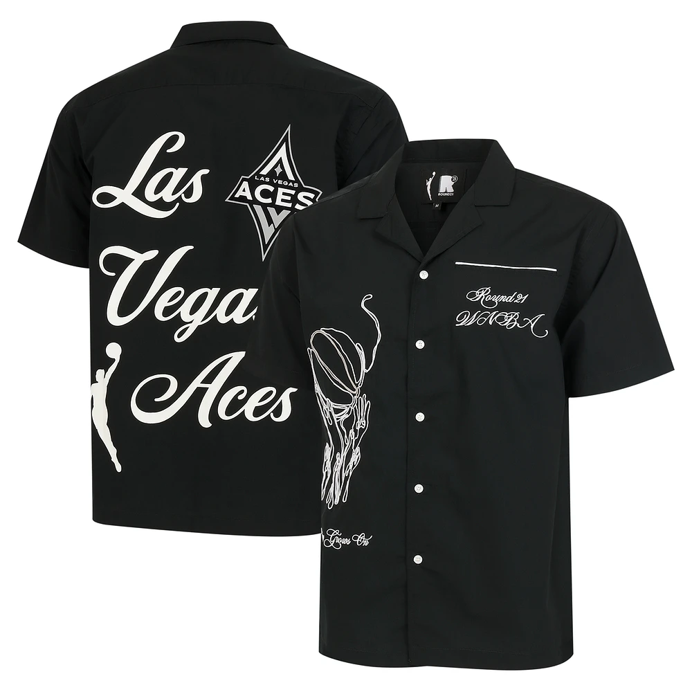 Unisex round21 Black Las Vegas Aces Lucky Strike Full-Button Bowling Shirt