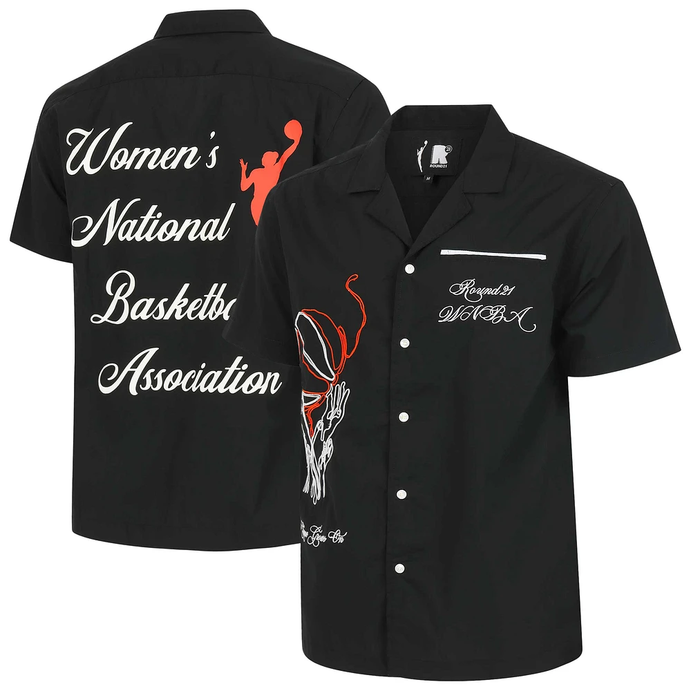 Unisex round21 Black WNBA Lucky Strike Full-Button Bowling Shirt