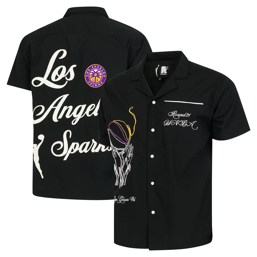 Unisex round21 Black Los Angeles Sparks Lucky Strike Full-Button Bowling Shirt